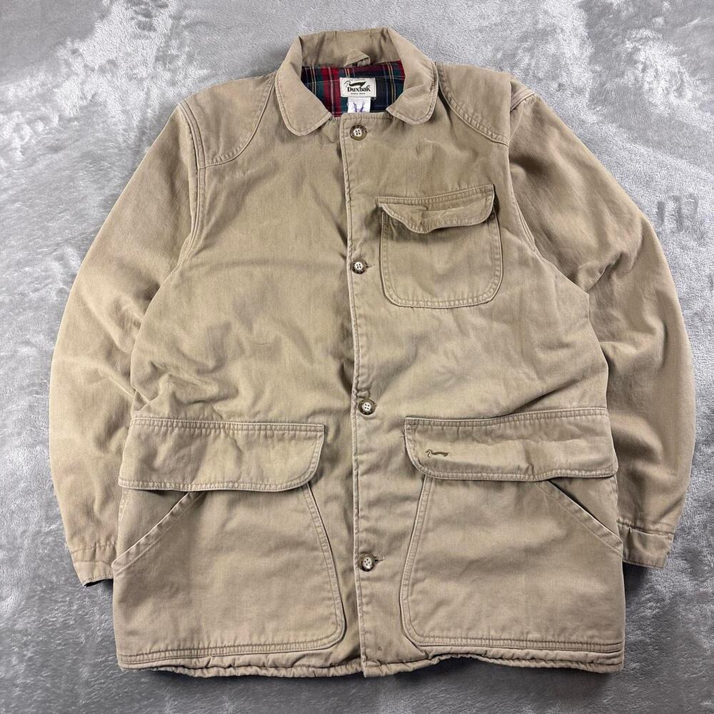 Vintage Duxbak Montana Cloth Hunting Chore Jacket Men’s Medium Beige Duck